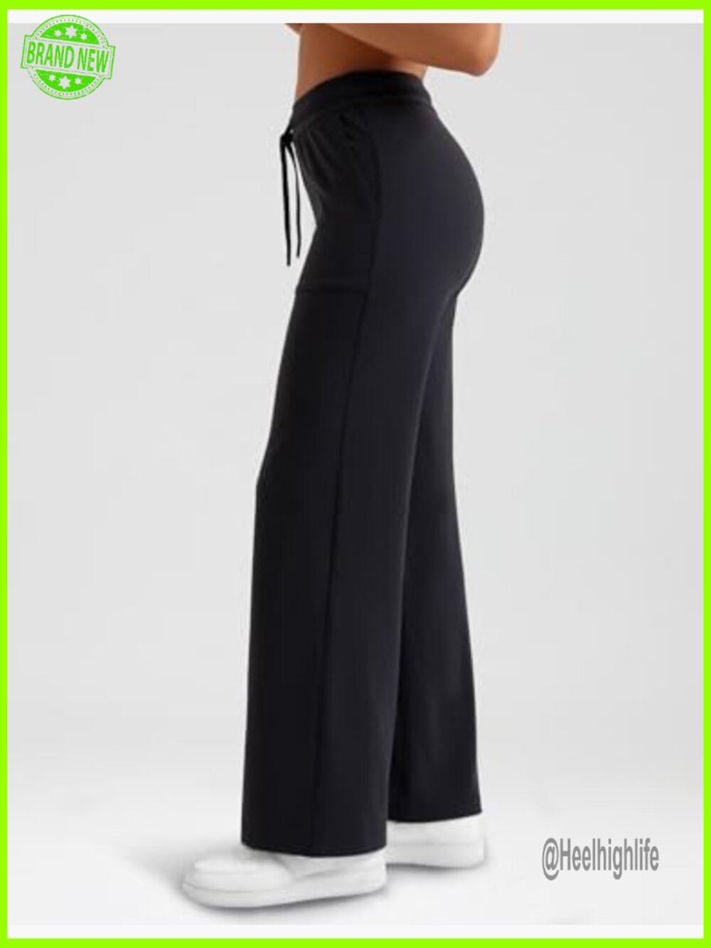 Wide Leg Lounge Pants High Waisted Work Pants with Pockets - Picture 6 of 7